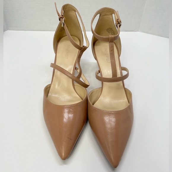 Nude Kitten Heels Pointed Toe T Strap Pumps Low Heel Work Shoes Mary Jane Heeled - Picture 3 of 17